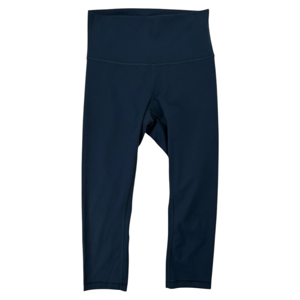 Lululemon Cropped Leggings Womens 6 Navy Blue High Rise Yoga Capri W6AGZS